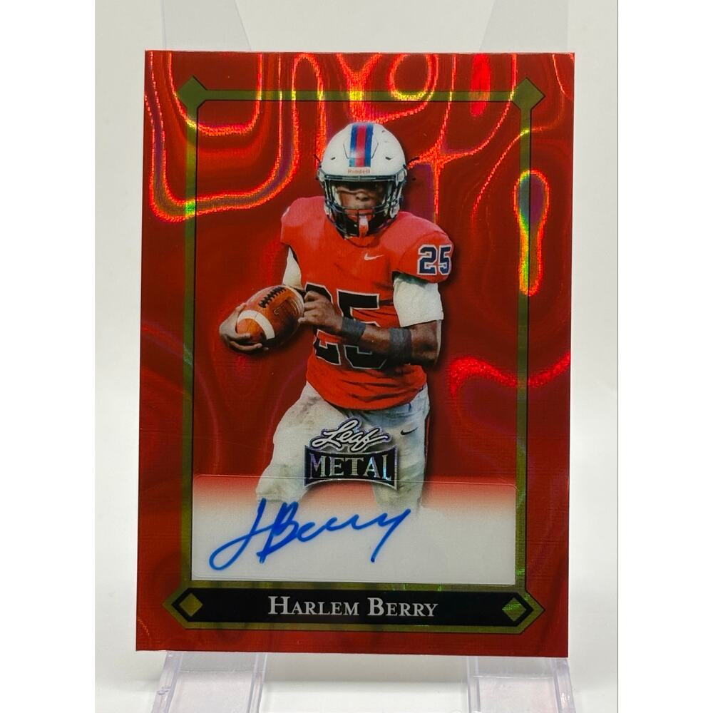 2025 Leaf Metal Football Harlem Berry Red Lava Refractor Auto 5/10 SP LSU Tigers